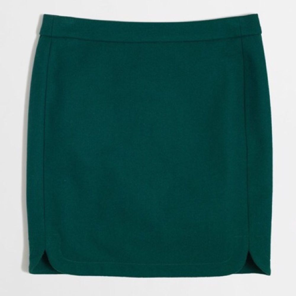 J. Crew Hunter Green Wool Shirttail Mini Skirt